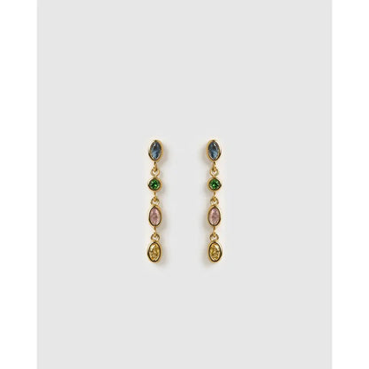 Isadora Gold Drop Earrings - Multi Blue - Earrings