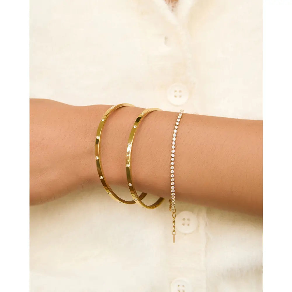 Kelly Double Gold Bracelet Stack - Bracelets