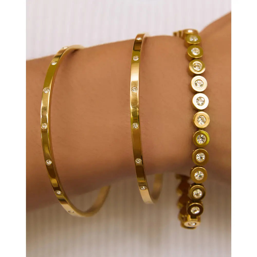 Kelly Double Gold Bracelet Stack - Bracelets