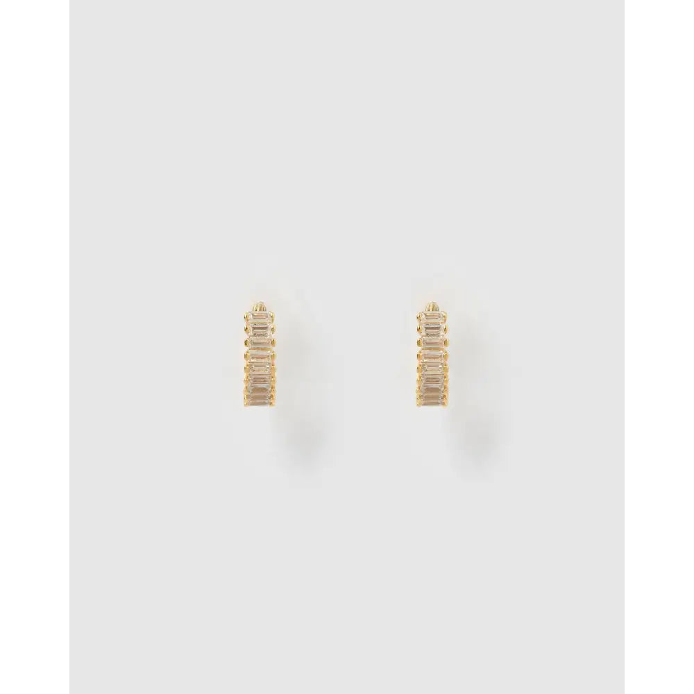 Khloe Emerald Stone Gold Huggie Earrings - Earrings