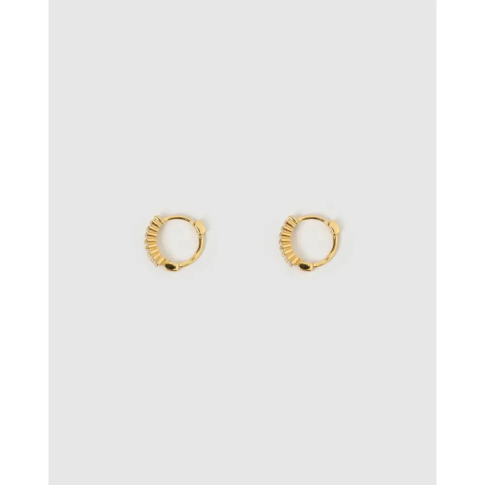Khloe Emerald Stone Gold Huggie Earrings - Earrings