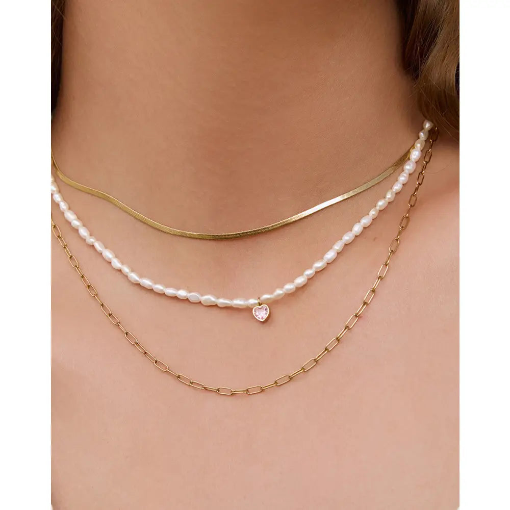 Kiki Pearl Heart Necklace - Necklaces