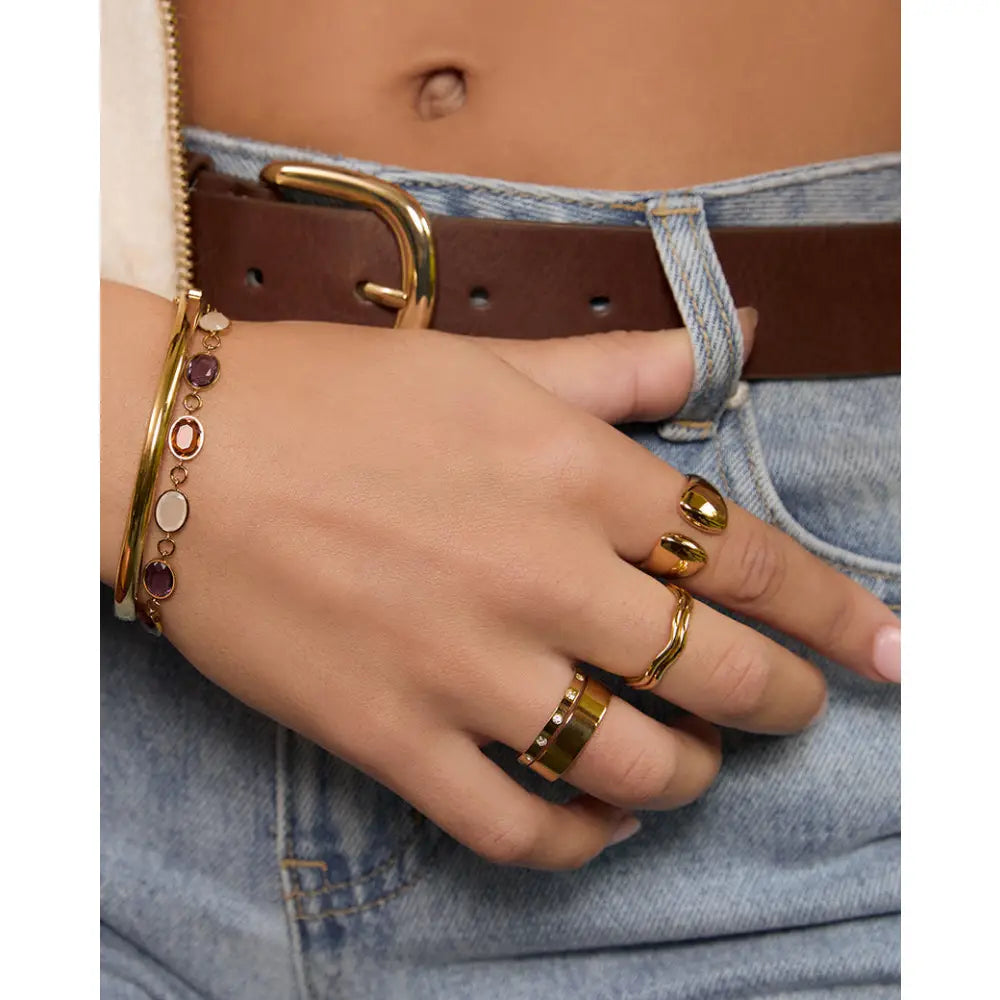 Kylie Gold Ring with Stones - Rings