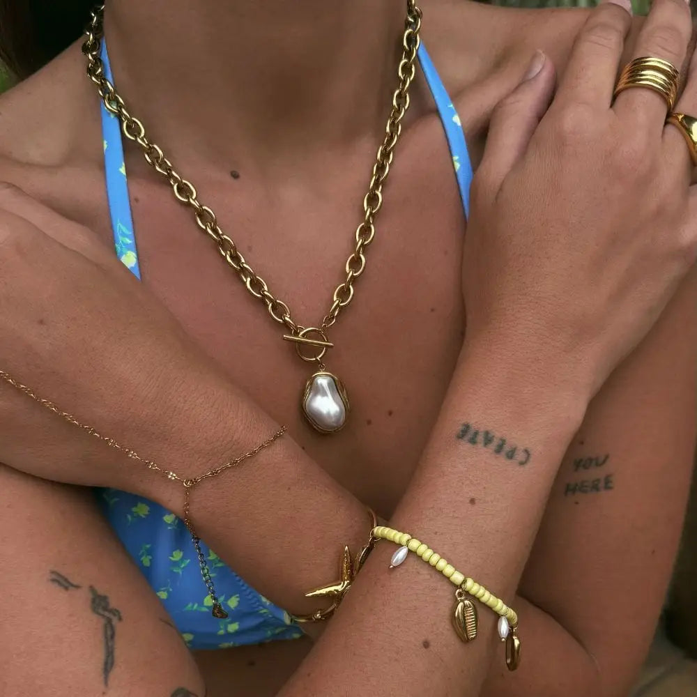 Laurel Pearl TBar Necklace - Necklaces