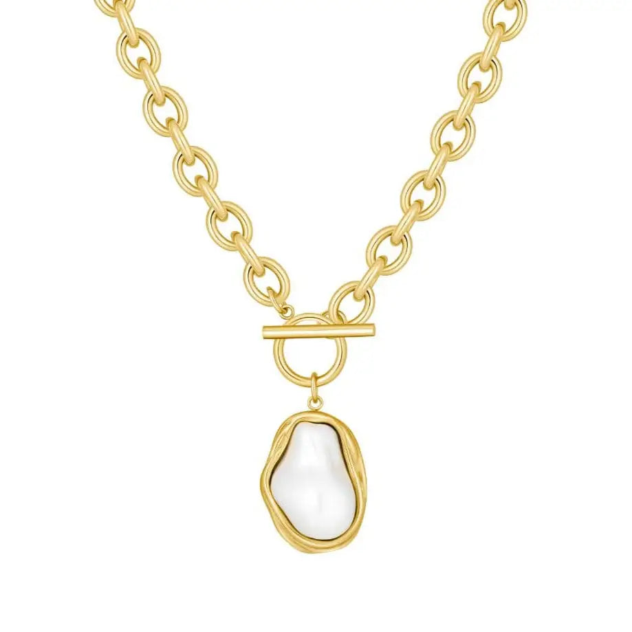Laurel Pearl TBar Necklace - Gold - Necklaces