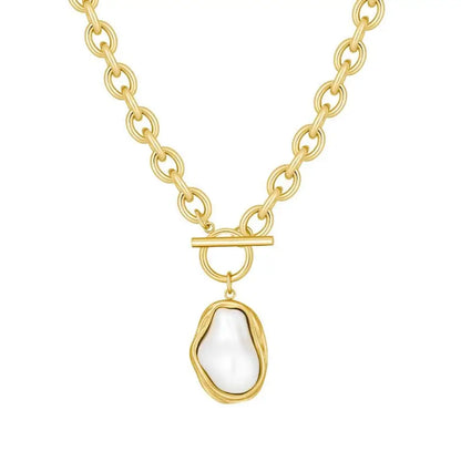 Laurel Pearl TBar Necklace - Gold - Necklaces