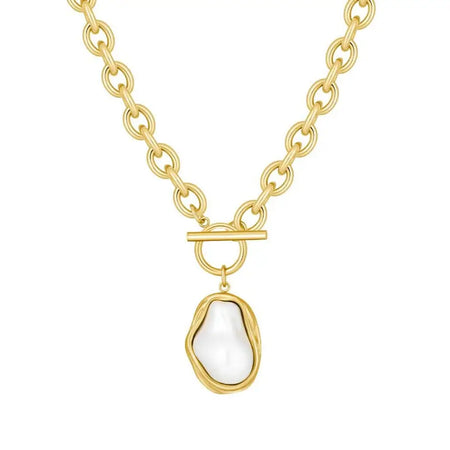 Laurel Pearl TBar Necklace - Gold - Necklaces