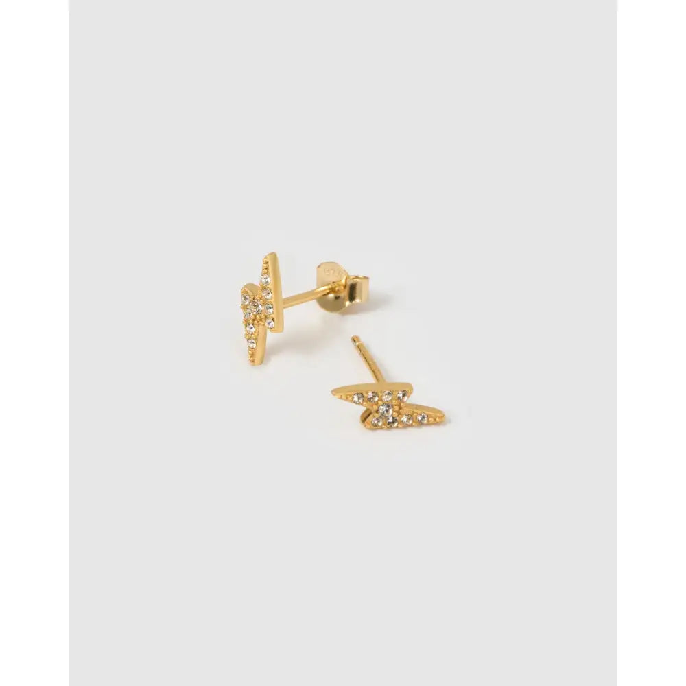 Lightning Gold Stud Earrings - Earrings