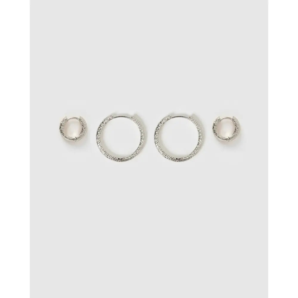 Little Hoop Earring Stack - Silver - Earrings