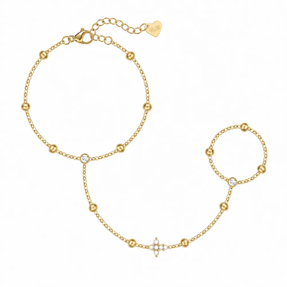 Lois Cross Hand Chain Bracelet - Gold - Bracelets