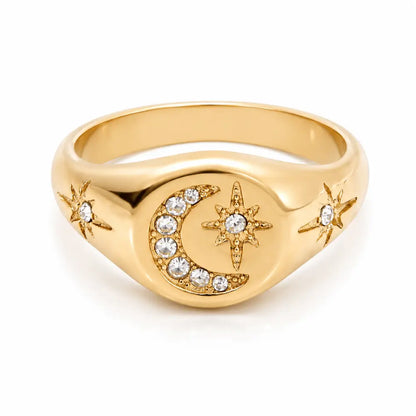 Luna Moon Signet Ring - Gold / 4 - Rings