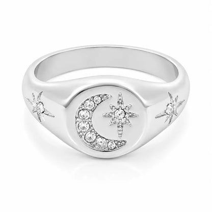 Luna Moon Signet Ring - Silver / 4 - Rings