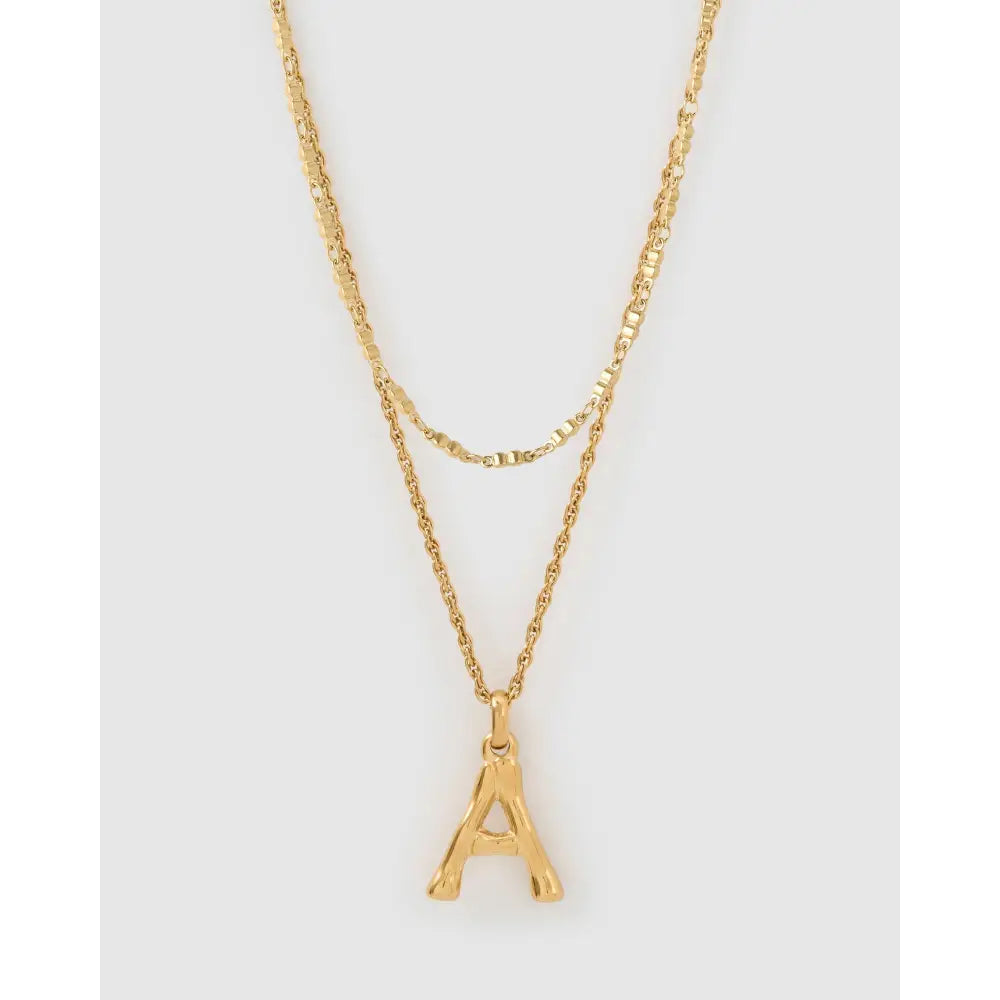 Luxe Letter Necklace Stack - A - Necklaces