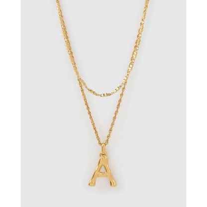 Luxe Letter Necklace Stack - A - Necklaces
