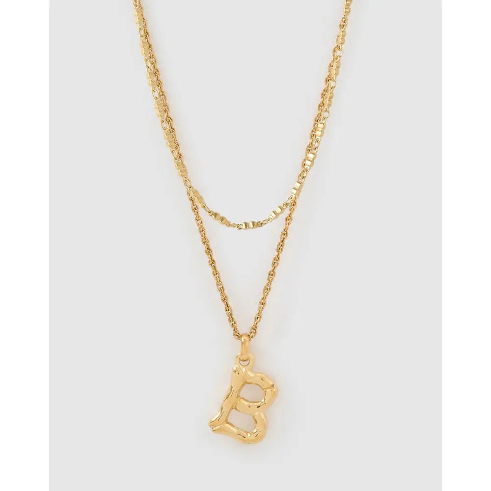 Luxe Letter Necklace Stack - B - Necklaces