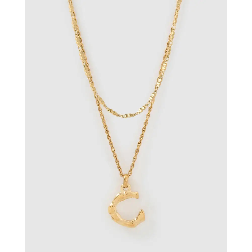 Luxe Letter Necklace Stack - C - Necklaces