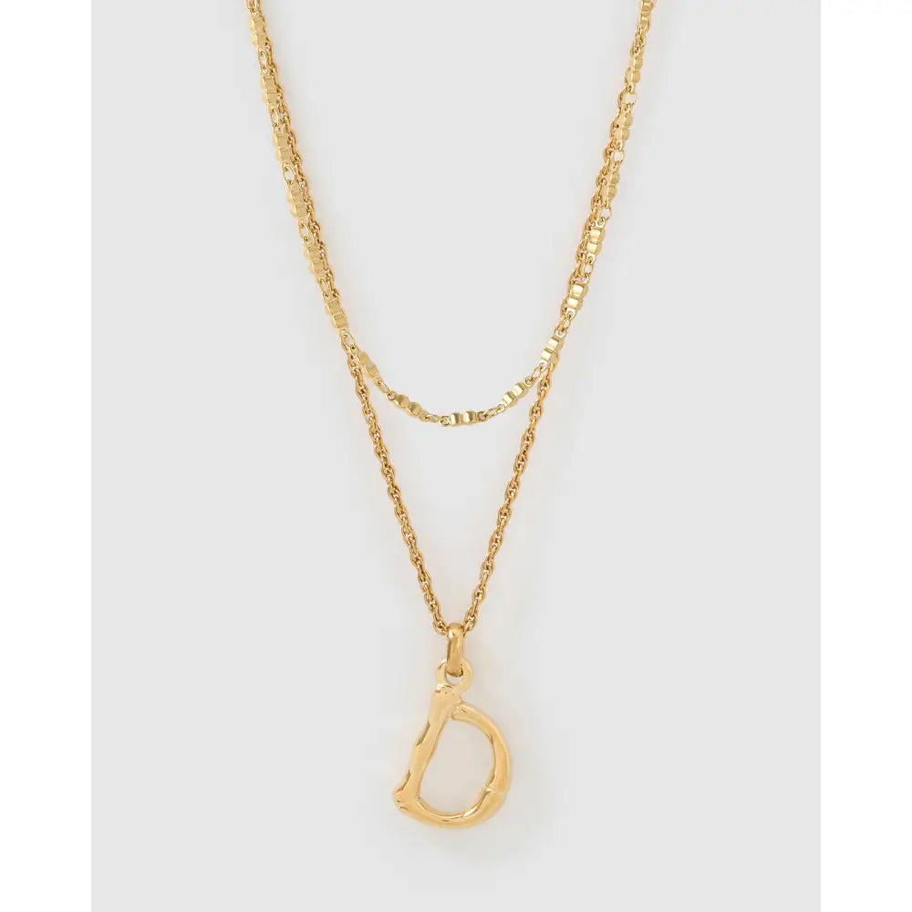 Luxe Letter Necklace Stack - D - Necklaces