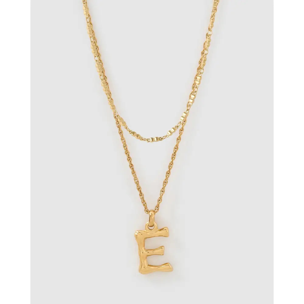 Luxe Letter Necklace Stack - E - Necklaces