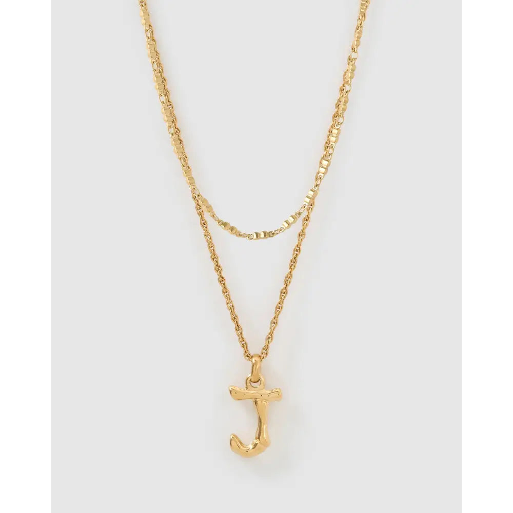 Luxe Letter Necklace Stack - J - Necklaces