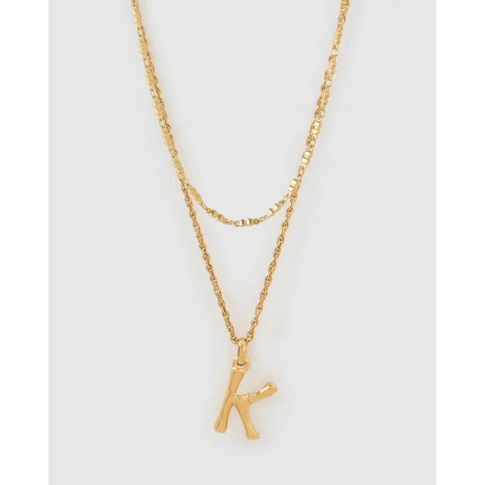 Luxe Letter Necklace Stack - K - Necklaces