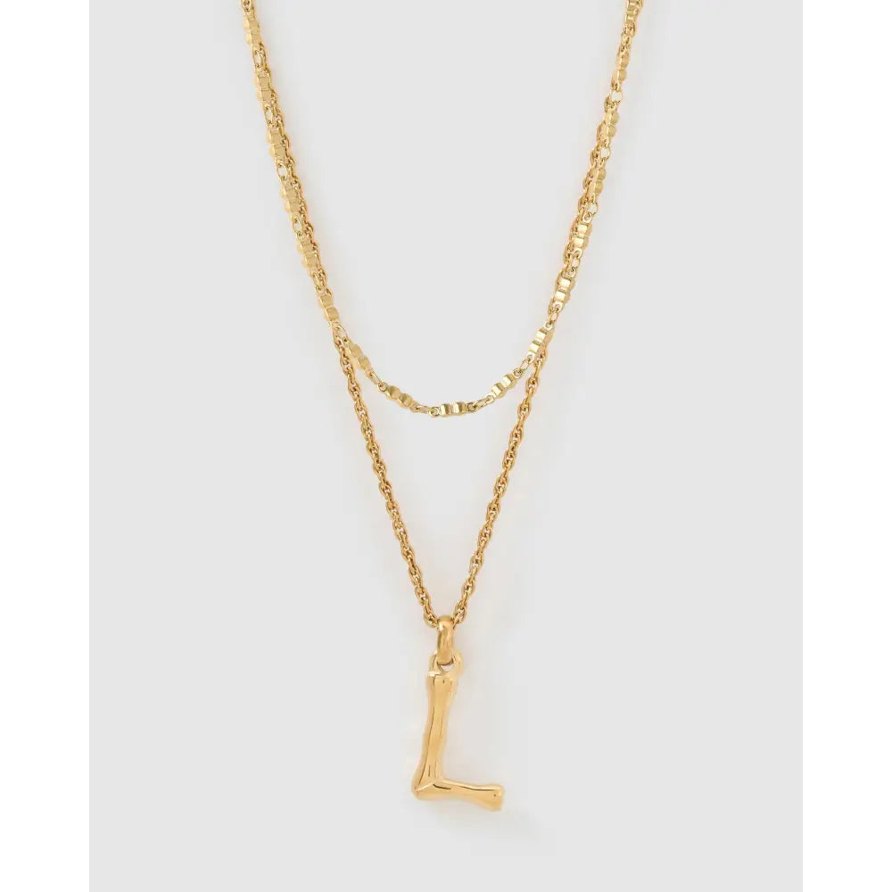 Luxe Letter Necklace Stack - L - Necklaces