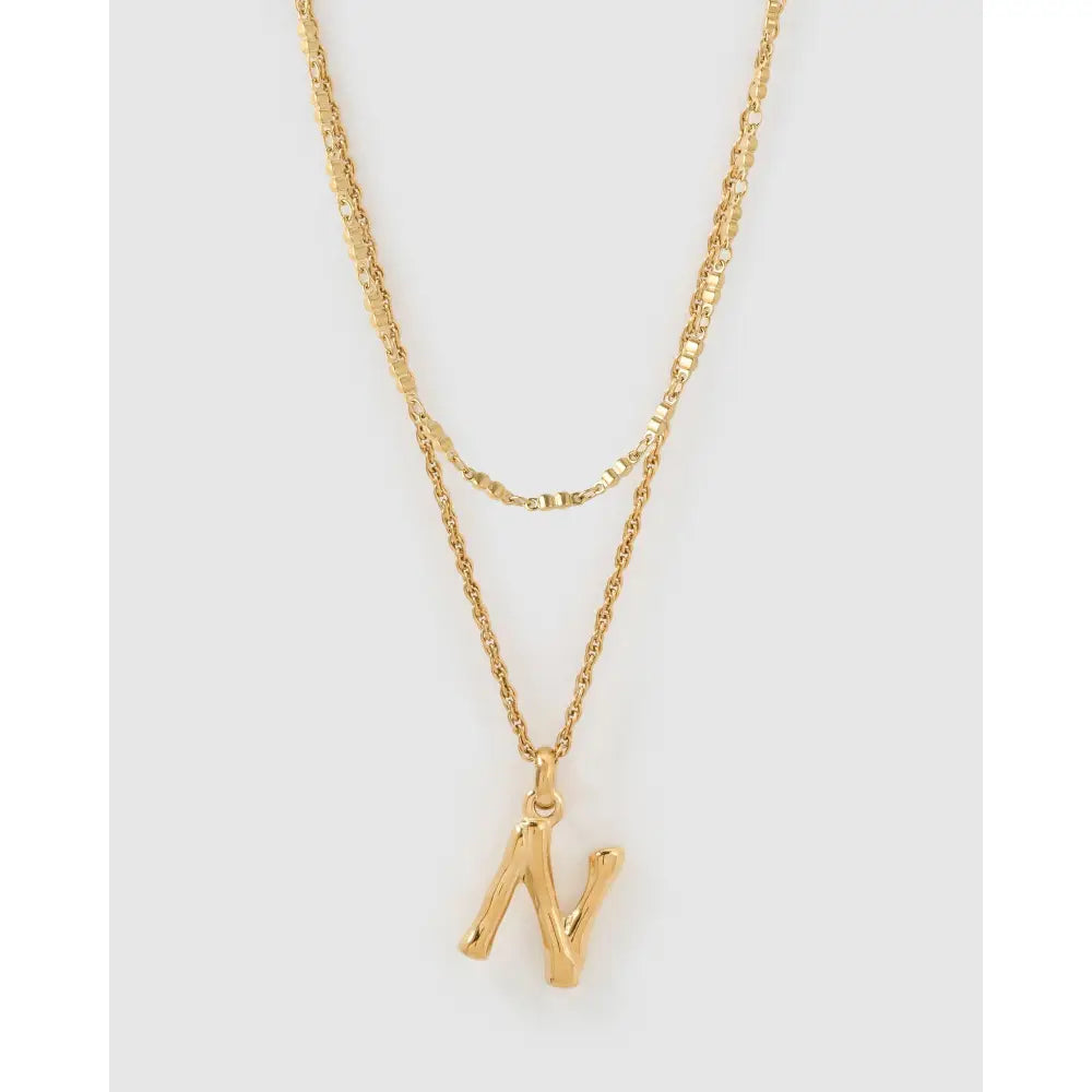 Luxe Letter Necklace Stack - N - Necklaces