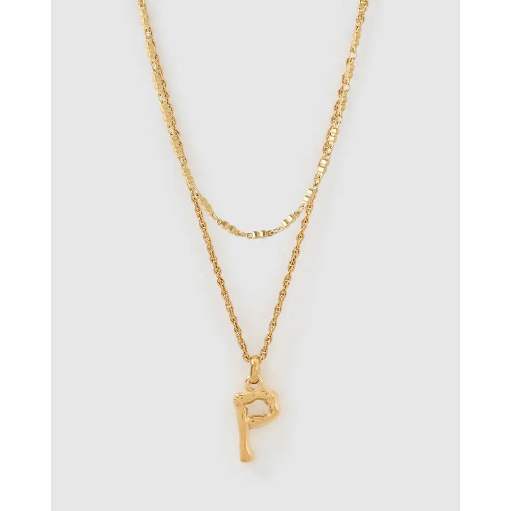 Luxe Letter Necklace Stack - P - Necklaces