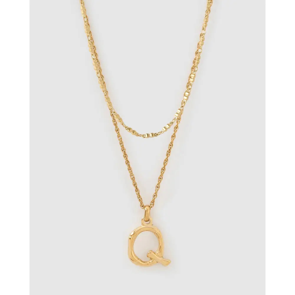 Luxe Letter Necklace Stack - Q - Necklaces