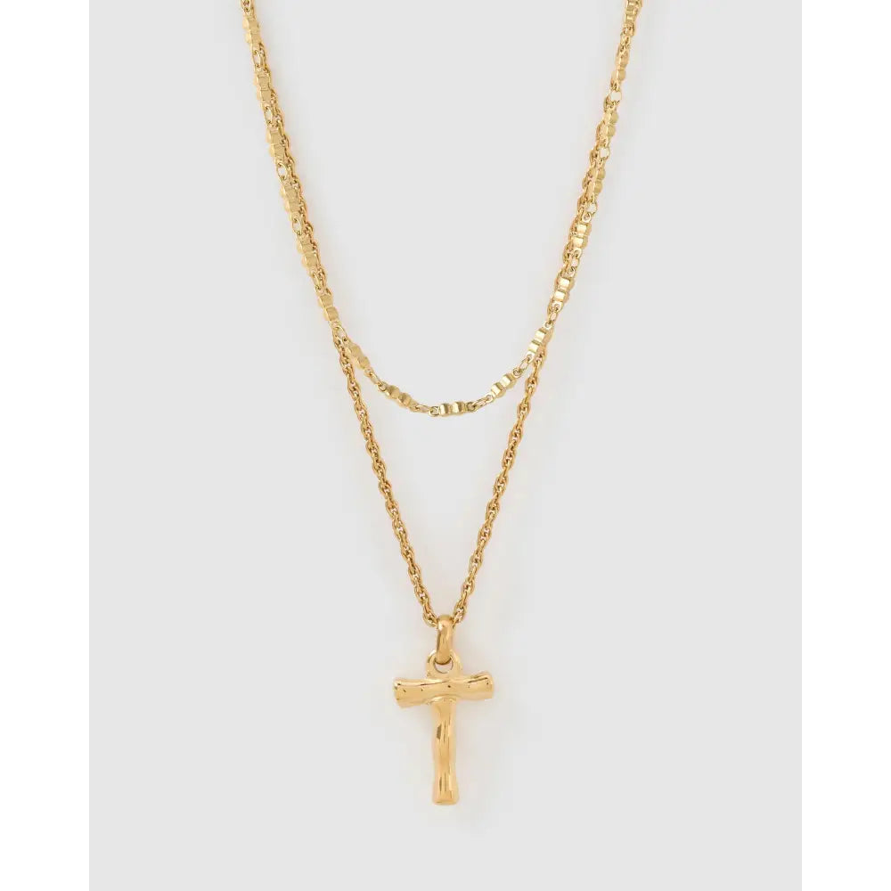 Luxe Letter Necklace Stack - T - Necklaces