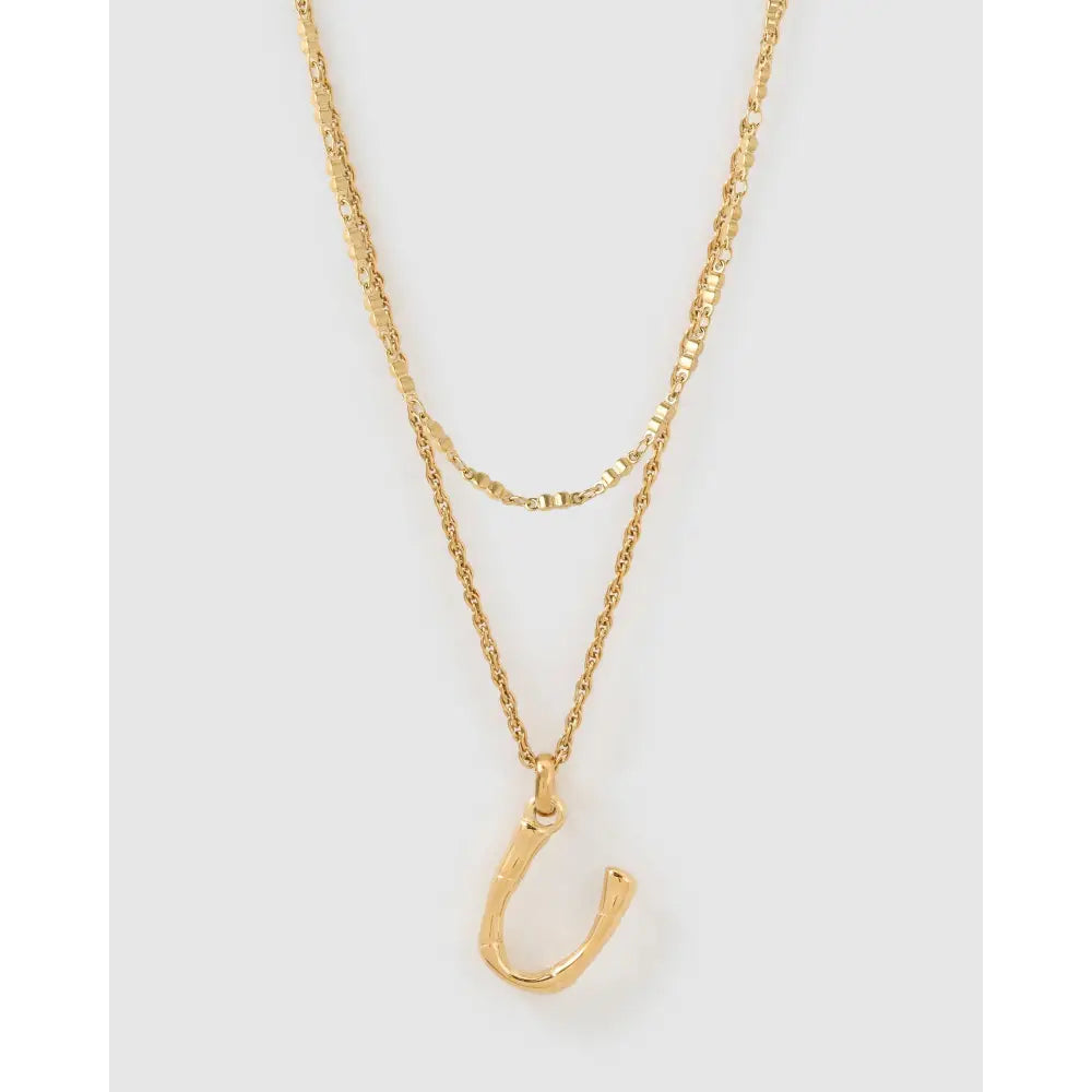 Luxe Letter Necklace Stack - U - Necklaces