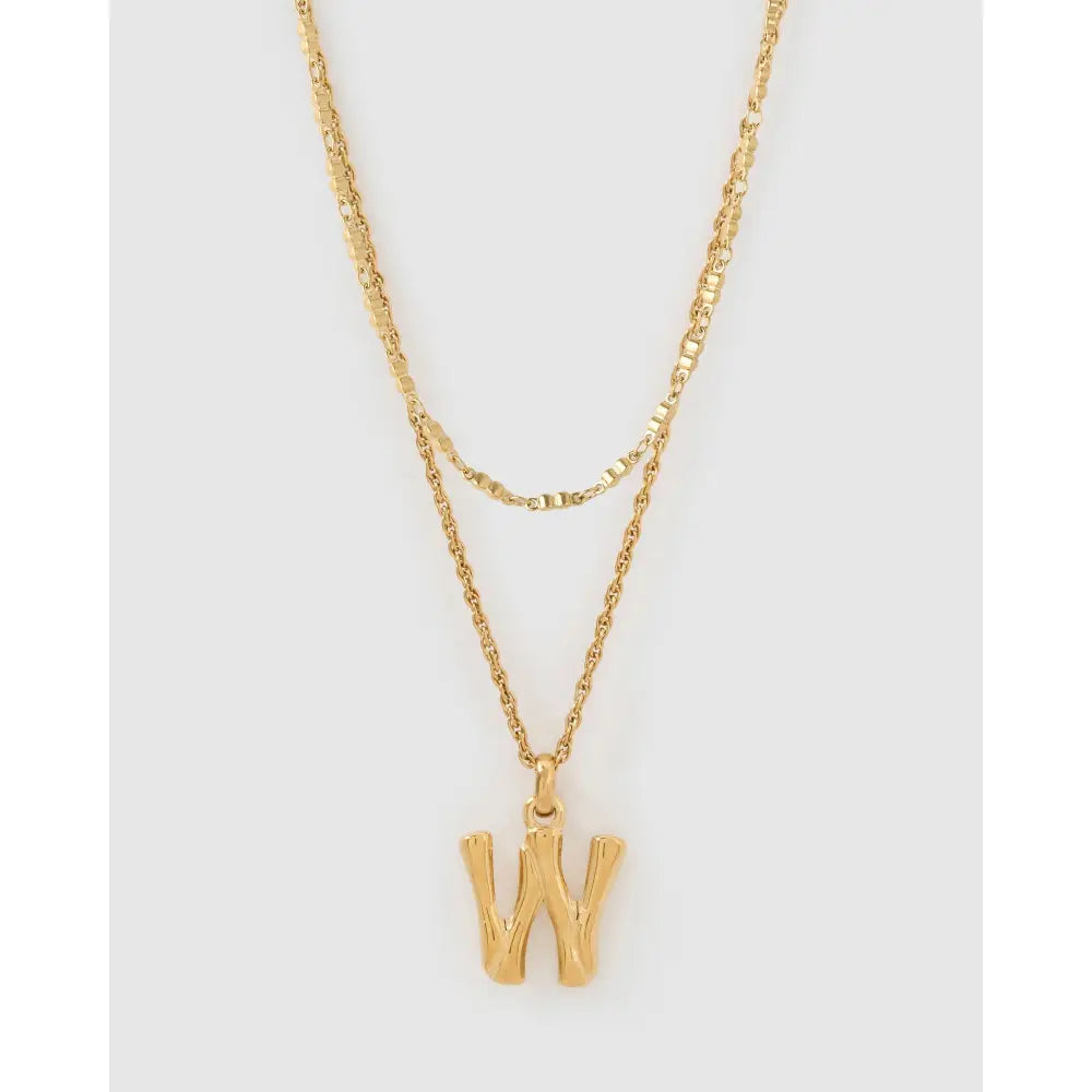 Luxe Letter Necklace Stack - W - Necklaces