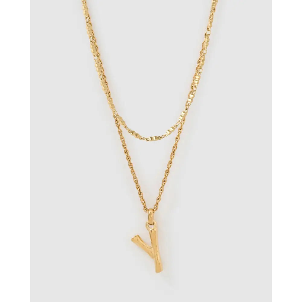 Luxe Letter Necklace Stack - Y - Necklaces