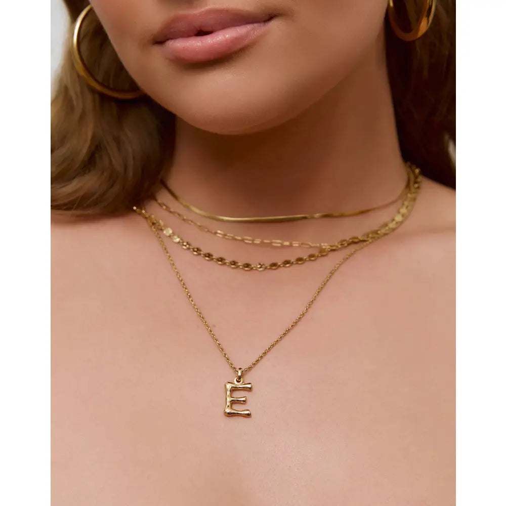 Luxe Small Gold Letter Necklace - Necklaces