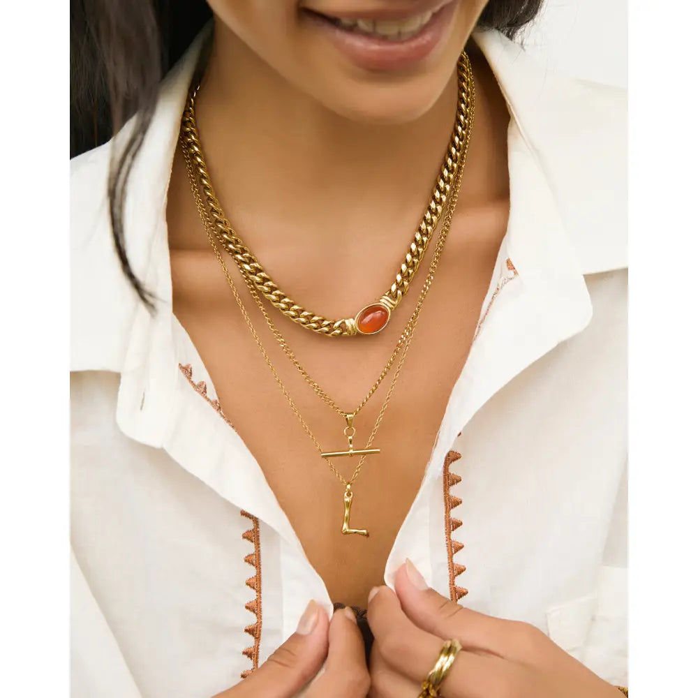 Luxe Small Gold Letter Necklace - Necklaces