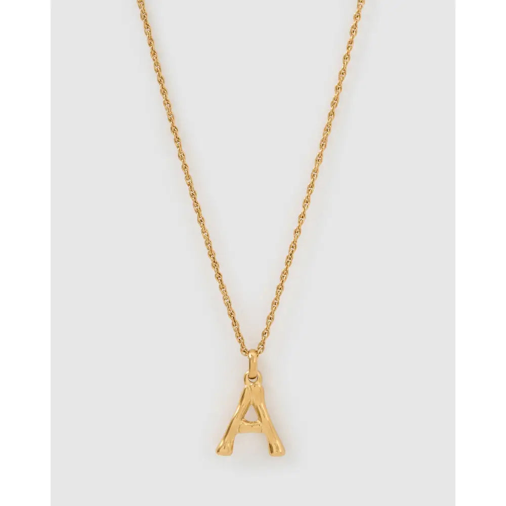 Luxe Small Gold Letter Necklace - Gold / A - Necklaces