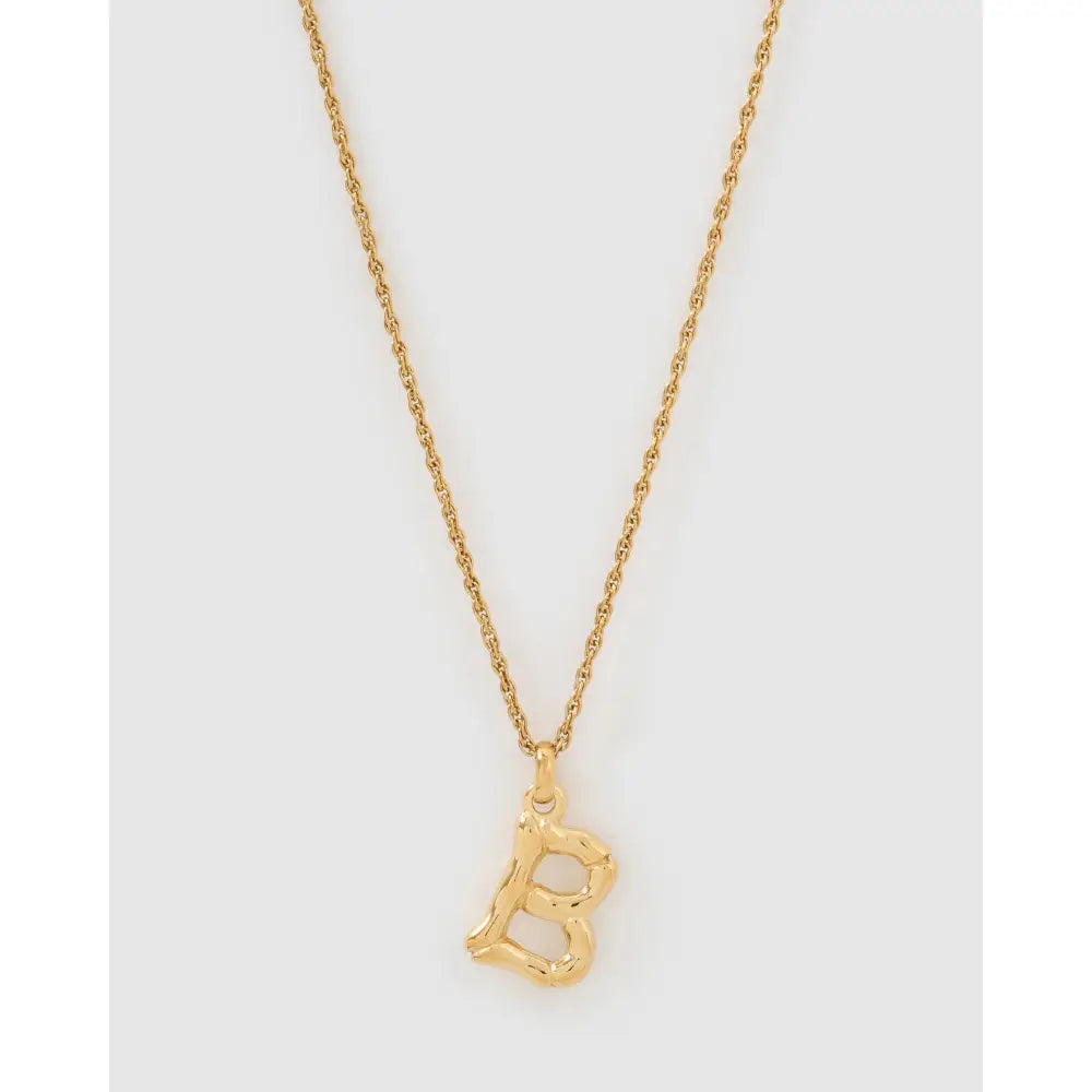 Luxe Small Gold Letter Necklace - Gold / B - Necklaces