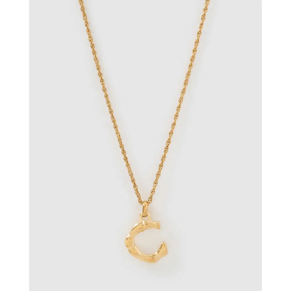 Luxe Small Gold Letter Necklace - Gold / C - Necklaces