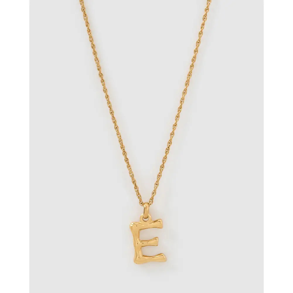 Luxe Small Gold Letter Necklace - Gold / E - Necklaces