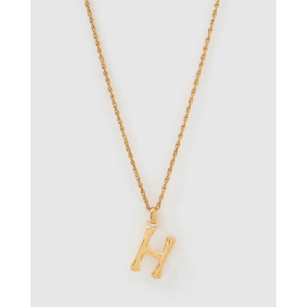 Luxe Small Gold Letter Necklace - Gold / H - Necklaces