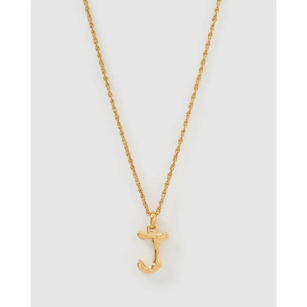 Luxe Small Gold Letter Necklace - Gold / J - Necklaces
