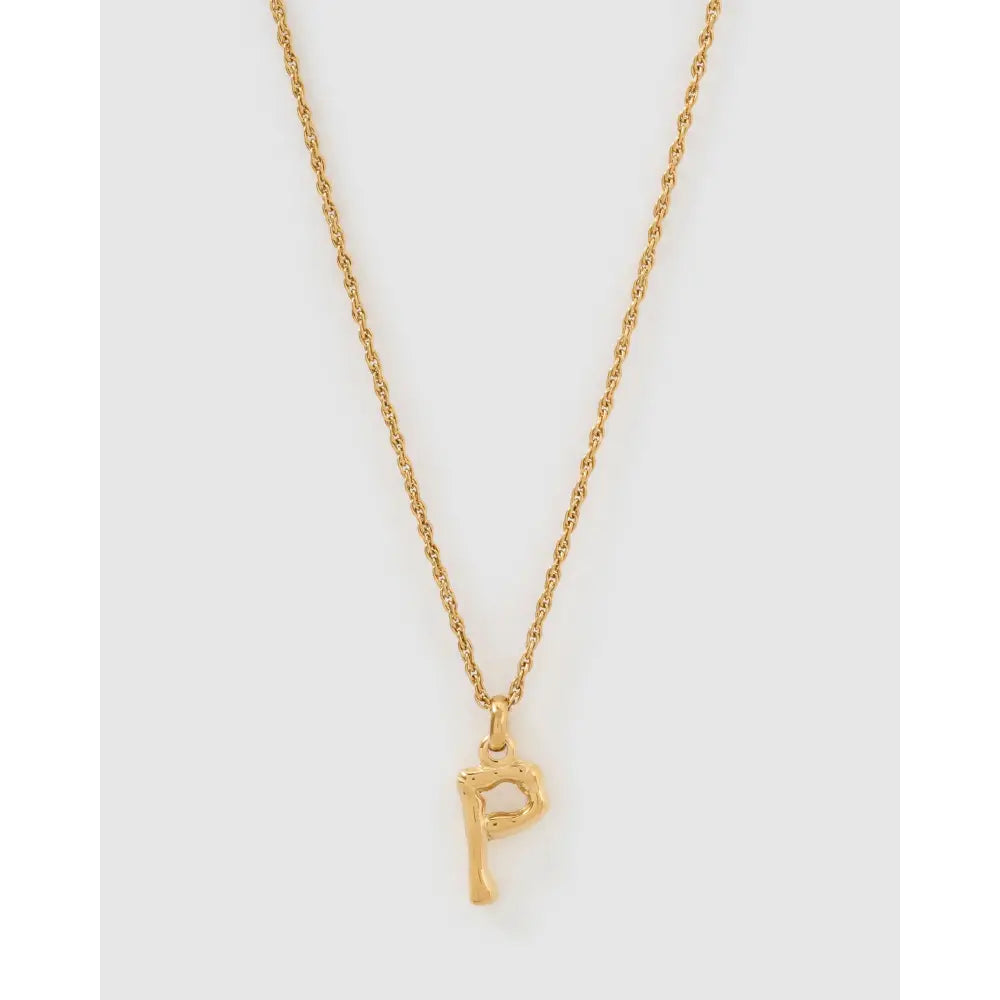 Luxe Small Gold Letter Necklace - Gold / P - Necklaces