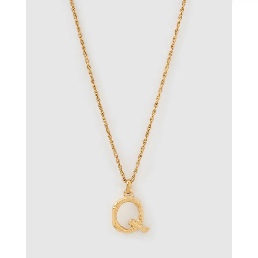 Luxe Small Gold Letter Necklace - Gold / Q - Necklaces