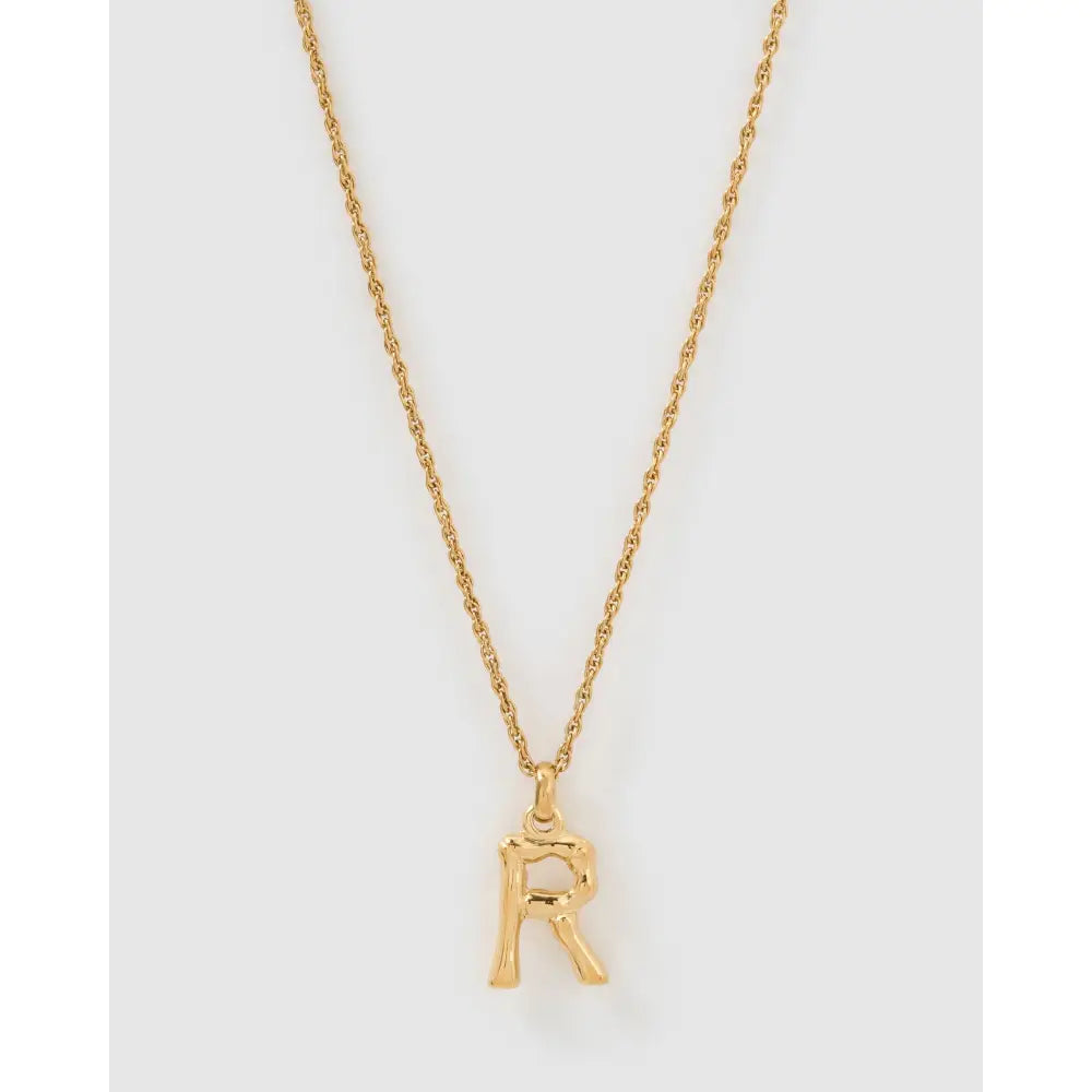 Luxe Small Gold Letter Necklace - Gold / R - Necklaces