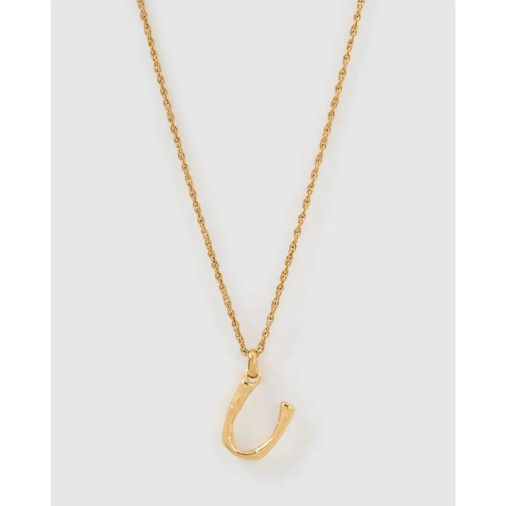 Luxe Small Gold Letter Necklace - Gold / U - Necklaces