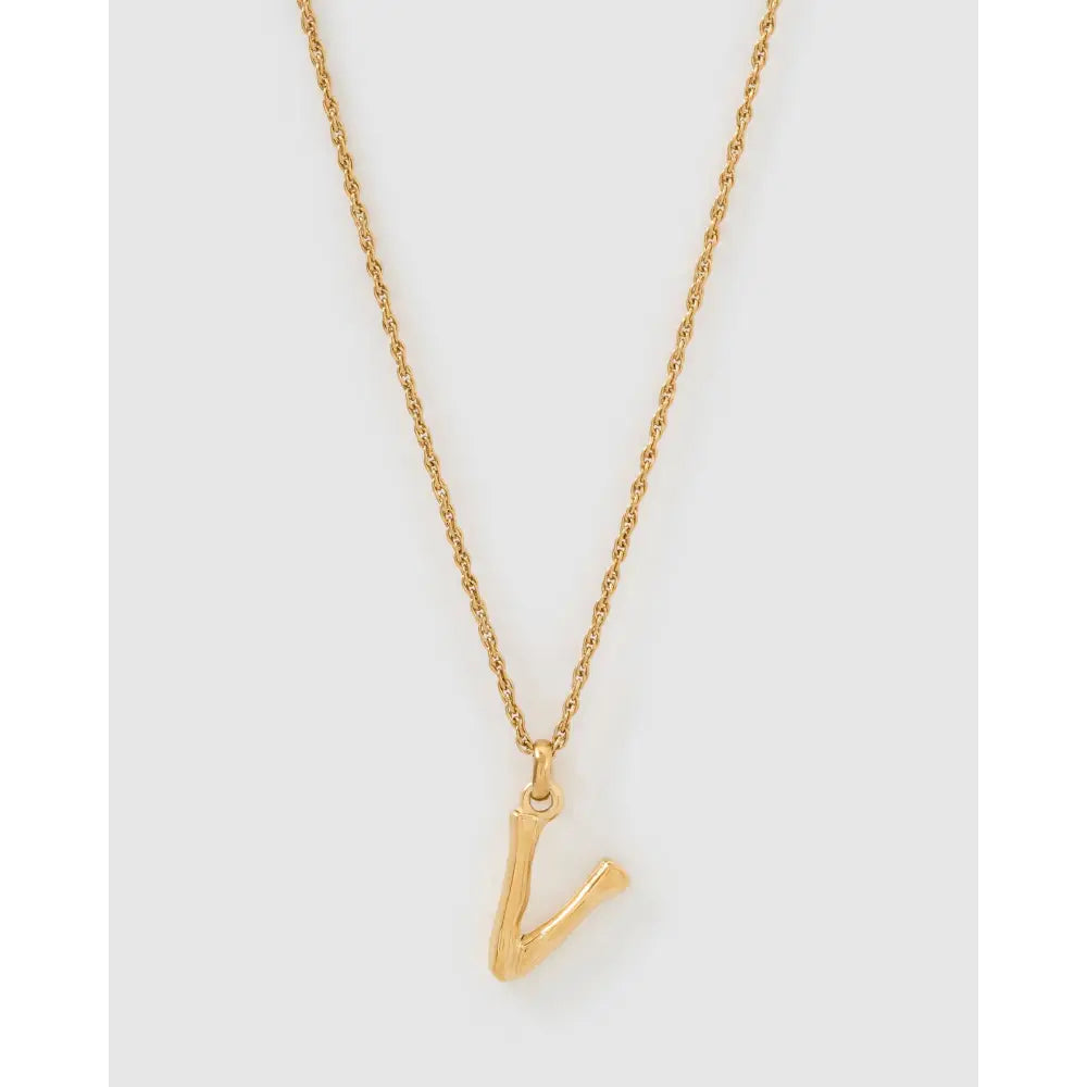 Luxe Small Gold Letter Necklace - Gold / V - Necklaces