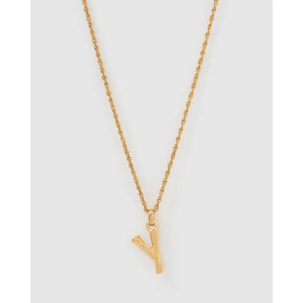 Luxe Small Gold Letter Necklace - Gold / Y - Necklaces