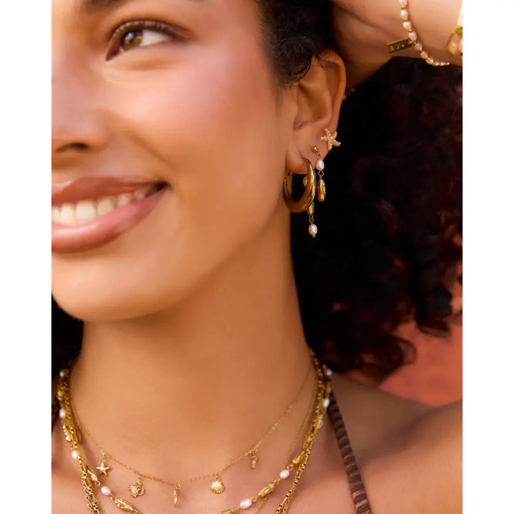 Malibu Gold Pearl Earrings - Earrings