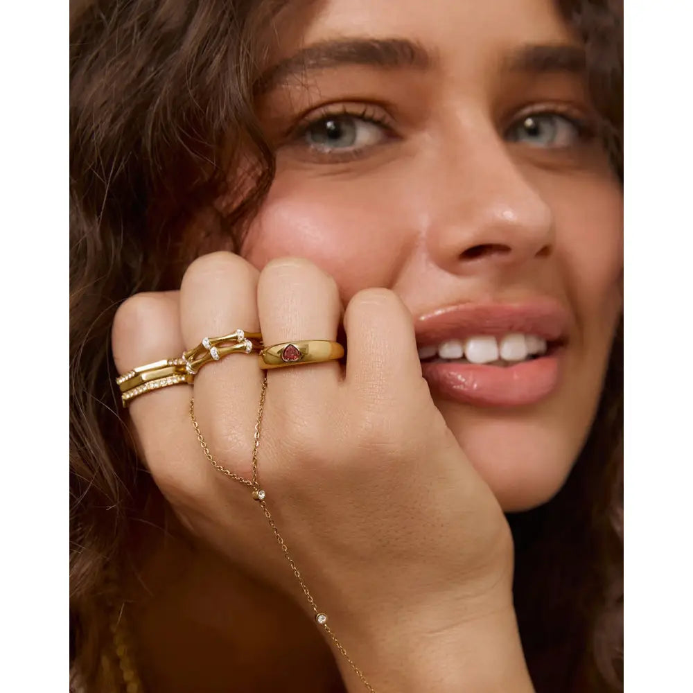 Mi Amour Gold and Red Heart Ring - Rings