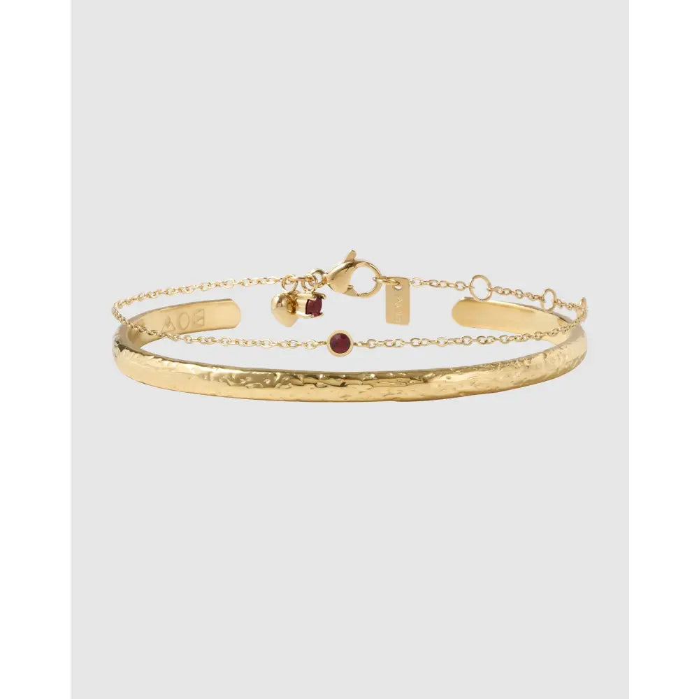 Mini Birthstone Bracelet Stack - January - Garnet - Bracelets