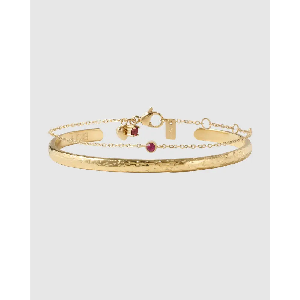 Mini Birthstone Bracelet Stack - July - Ruby - Bracelets